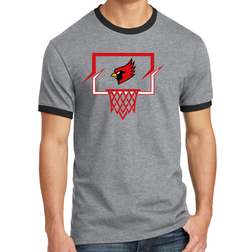 Fan of Mayo Redbirds Basketball Design 4 on a Port & Co ®  - Core Cotton Ringer Tee Thumbnail