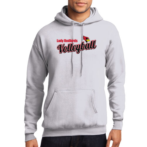 Fan of Mayo Lady Redbirds Volleyball Design 3 on a Port & Co ®  - Core Fleece Pullover Hooded Sweatshirt Thumbnail