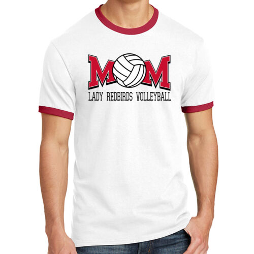 Fan of Mayo Lady Redbirds Volleyball Design 2 on a Port & Co ® - Core Cotton Ringer Tee Thumbnail